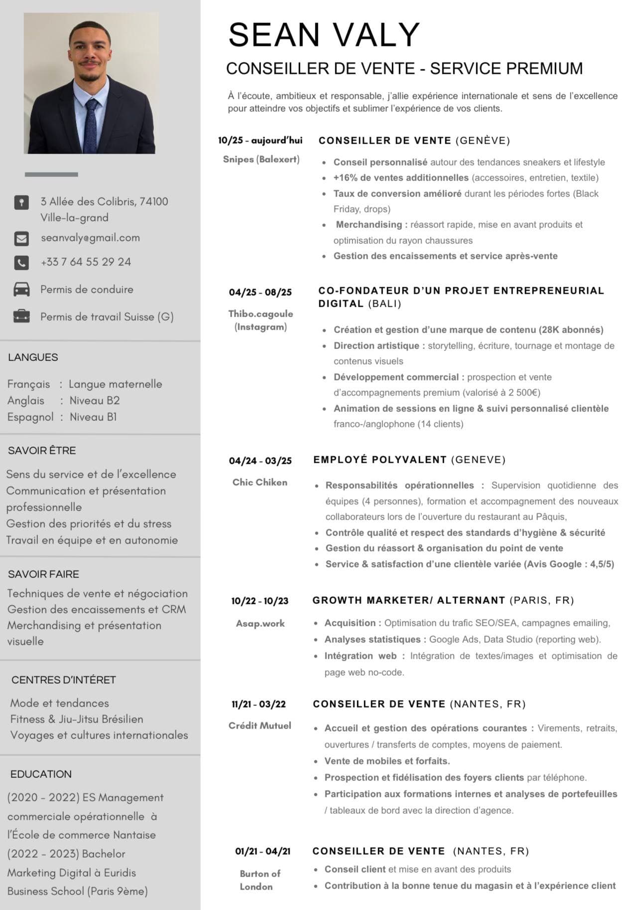 CV non optimisé avant AlignAI